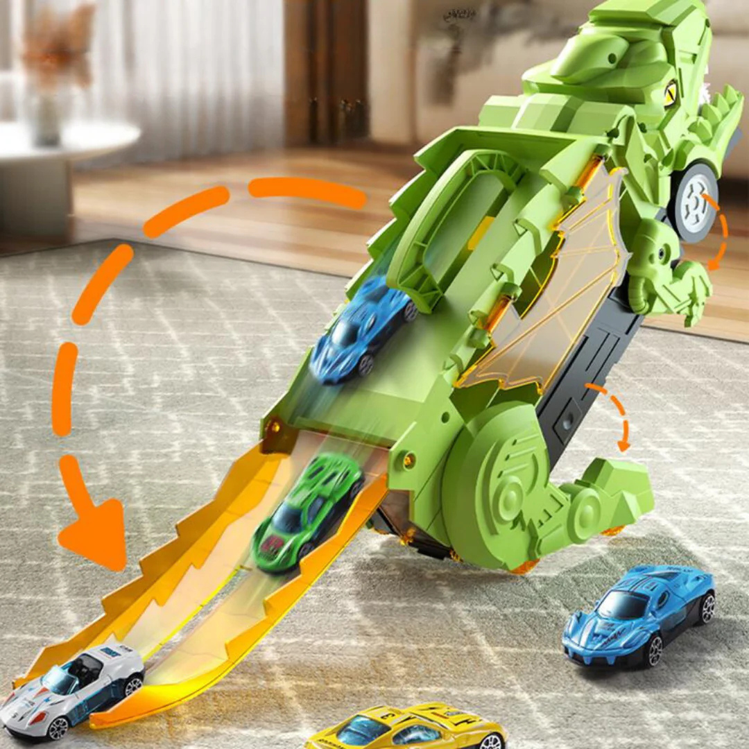 Dinosaur Car Play Truck – 2-in-1 Dino Transporter with Vehicles
