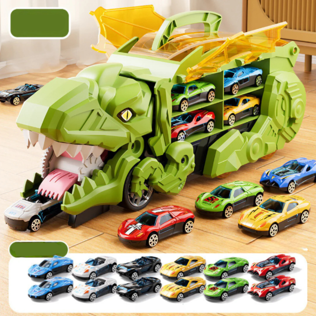 Dinosaur Car Play Truck – 2-in-1 Dino Transporter with Vehicles